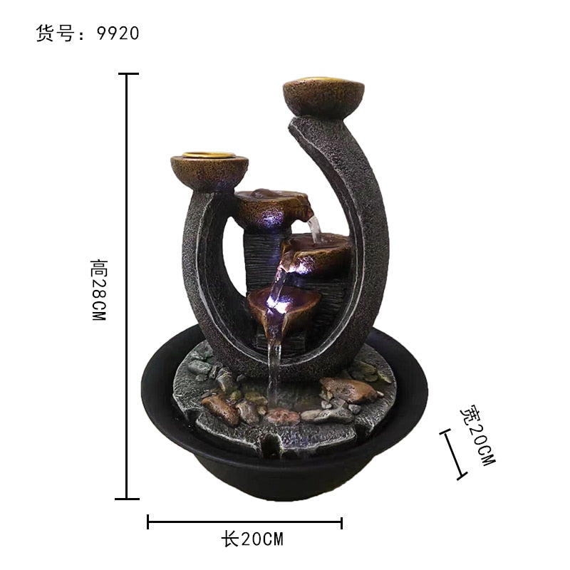 Relaxing Ambiance: Decorative Water Fountain and Tea Light Candle Holders Set