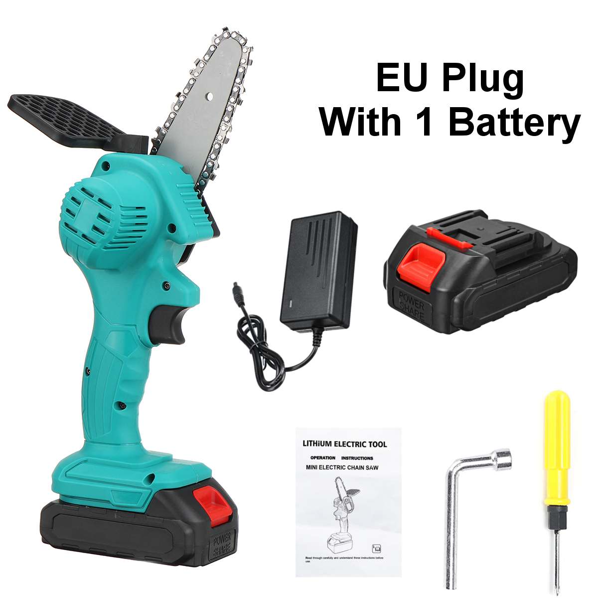 Portable and Powerful: 18V Lithium-Ion Handheld Chainsaw with Anti-Slip Grip and 4-Inch Blade