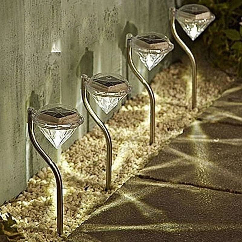 Add Sparkle to Your Garden with Colorful Diamond Solar Lights - Set of 4