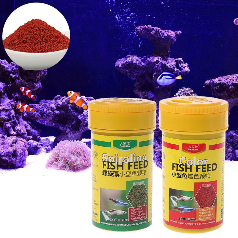 Boost Your Fish's Nutrition and Beauty with Our Spirulina and Color Enhanced Fish Food - Available in 100ml Bottles