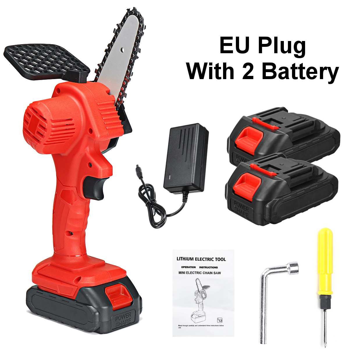 Portable and Powerful: 18V Lithium-Ion Handheld Chainsaw with Anti-Slip Grip and 4-Inch Blade