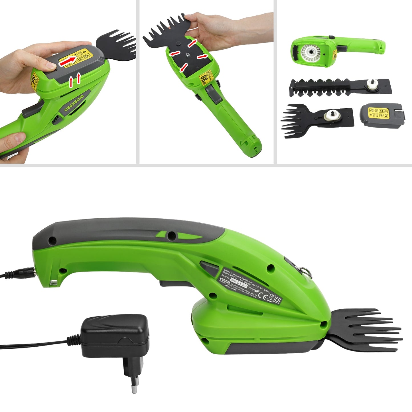 Versatile Hedge Trimming with Rechargeable Power: Electric Trimmer with Two Blade Sizes and Anti-Slip Grip