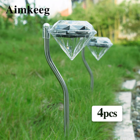 Add Sparkle to Your Garden with Colorful Diamond Solar Lights - Set of 4