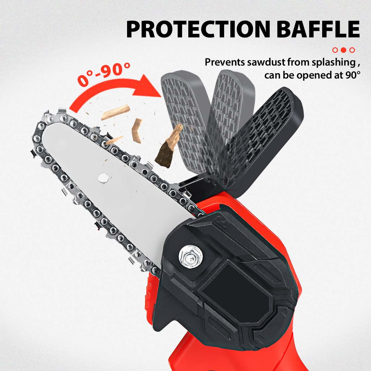 Portable and Powerful: 18V Lithium-Ion Handheld Chainsaw with Anti-Slip Grip and 4-Inch Blade