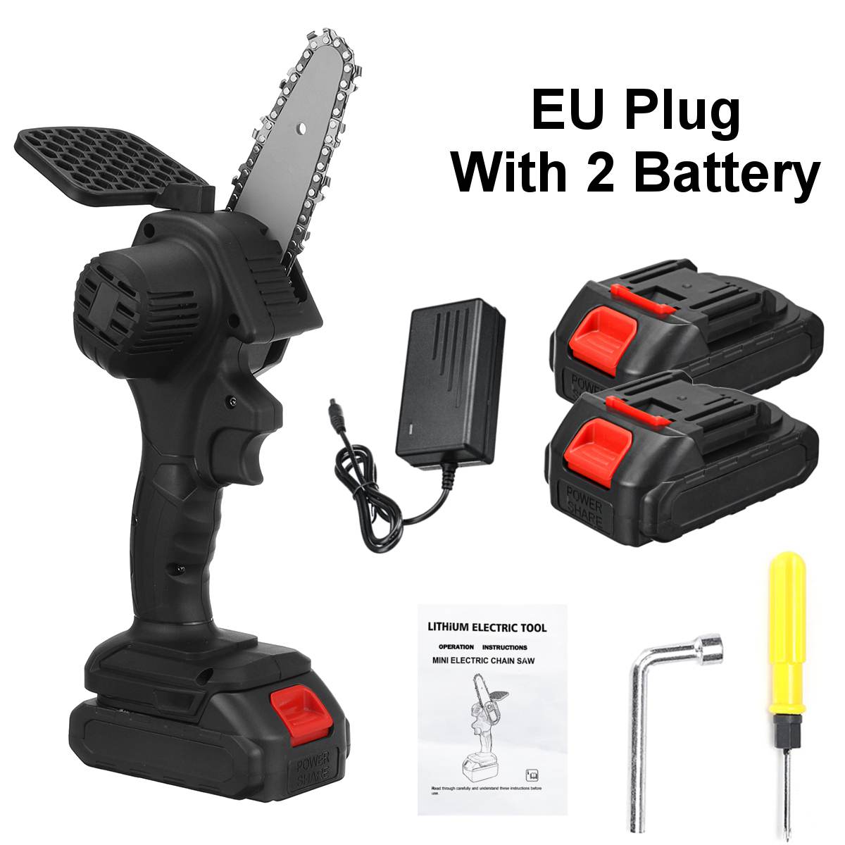 Portable and Powerful: 18V Lithium-Ion Handheld Chainsaw with Anti-Slip Grip and 4-Inch Blade