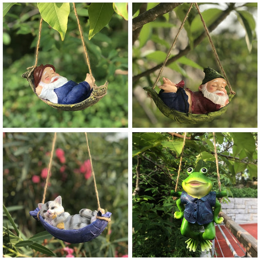 Charming Resin Animal Statues for Your Garden: Hang Cute Frogs, Cats, Dogs, and Even Santa Claus from Your Trees!