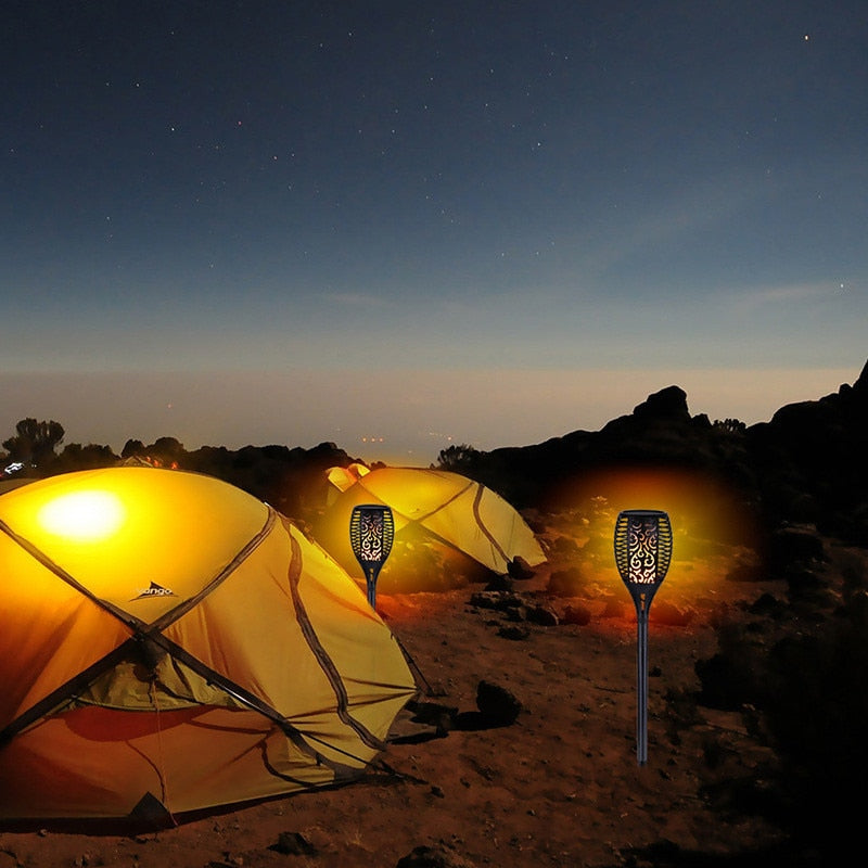 Create a Cozy Ambiance Anywhere with Our Waterproof Solar Powered LED Flame Lamp