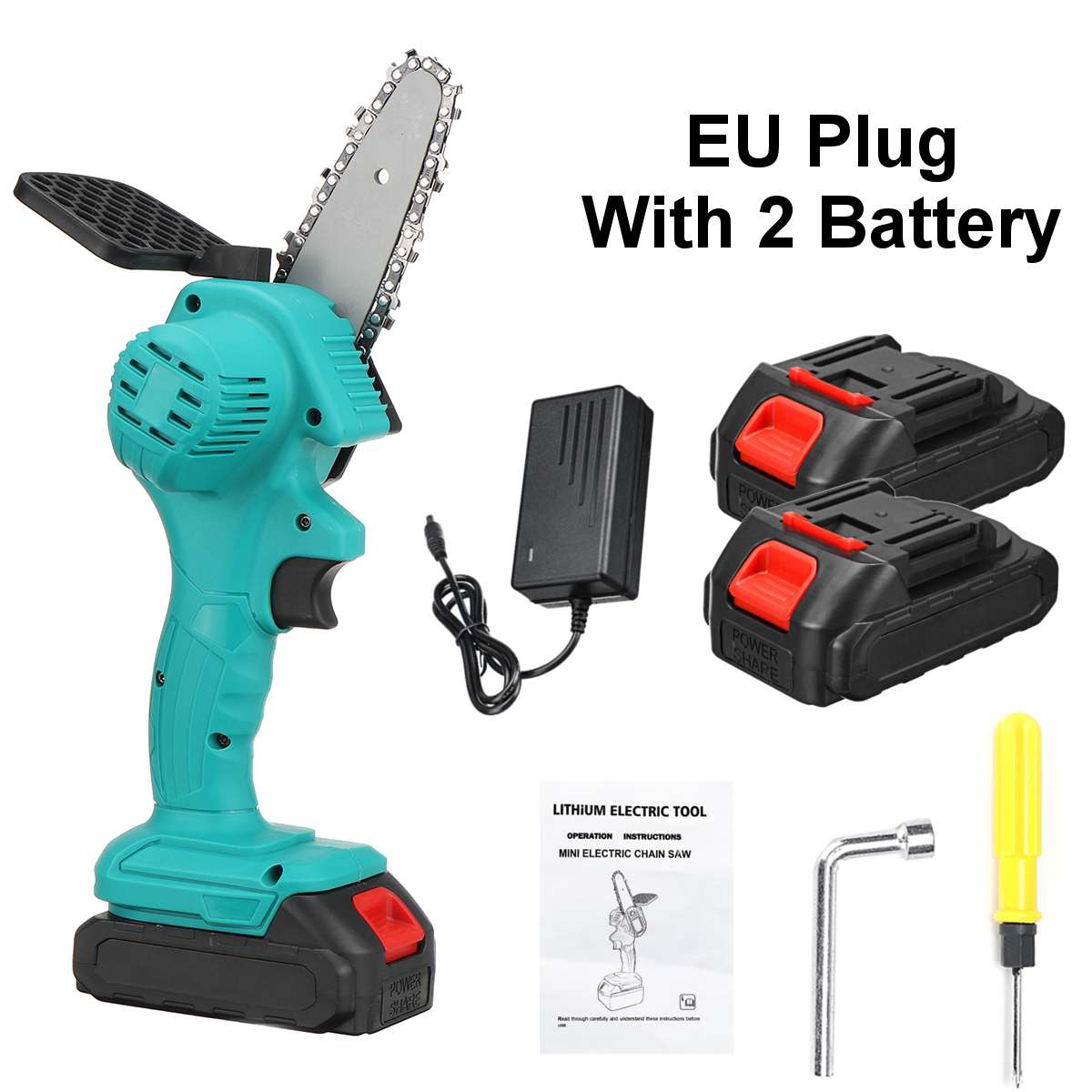 Portable and Powerful: 18V Lithium-Ion Handheld Chainsaw with Anti-Slip Grip and 4-Inch Blade