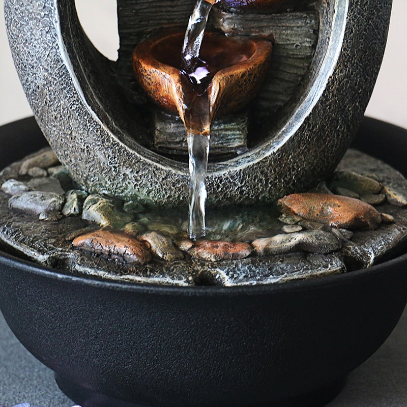 Relaxing Ambiance: Decorative Water Fountain and Tea Light Candle Holders Set