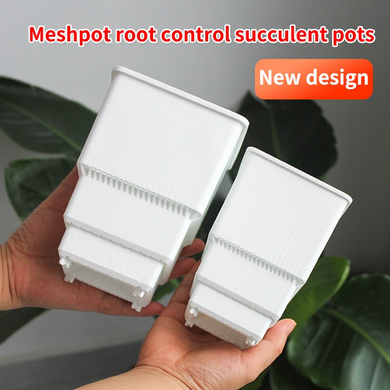 Meshpot 6-Pack Plastic Root Controlling Succulent Pot Cactus Cups Deepen Thickening Garden Pot Planter Container with Drainage