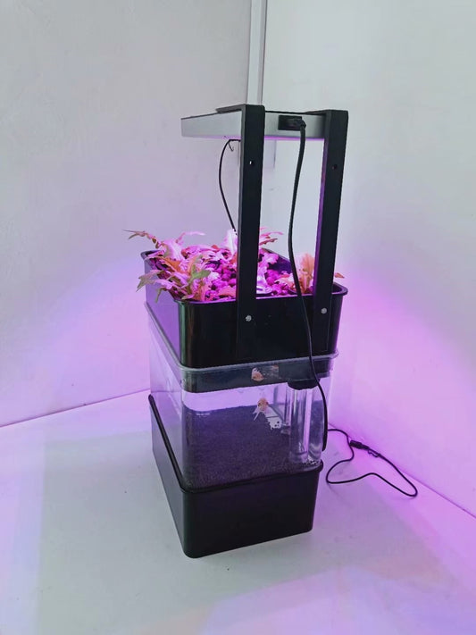 Aquaponic Aquarium with LED Grow Light and 15 Liter Tank for Sustainable and Self-Sufficient Indoor Gardening