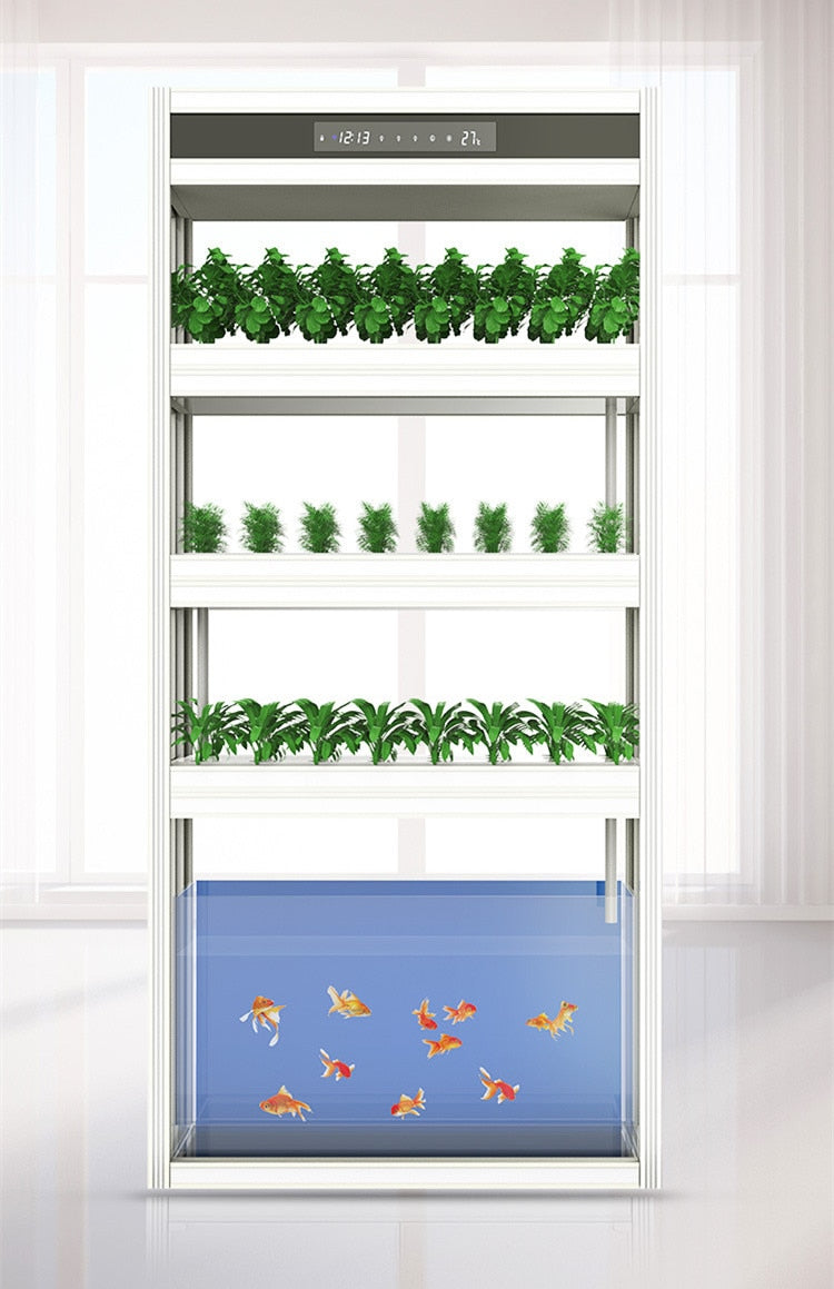 Maximize Your Gardening Potential with a Professional Aquaponic Growing System - 60 Ports, Grow Lights, and 100 Liter Tempered Glass Tank Included
