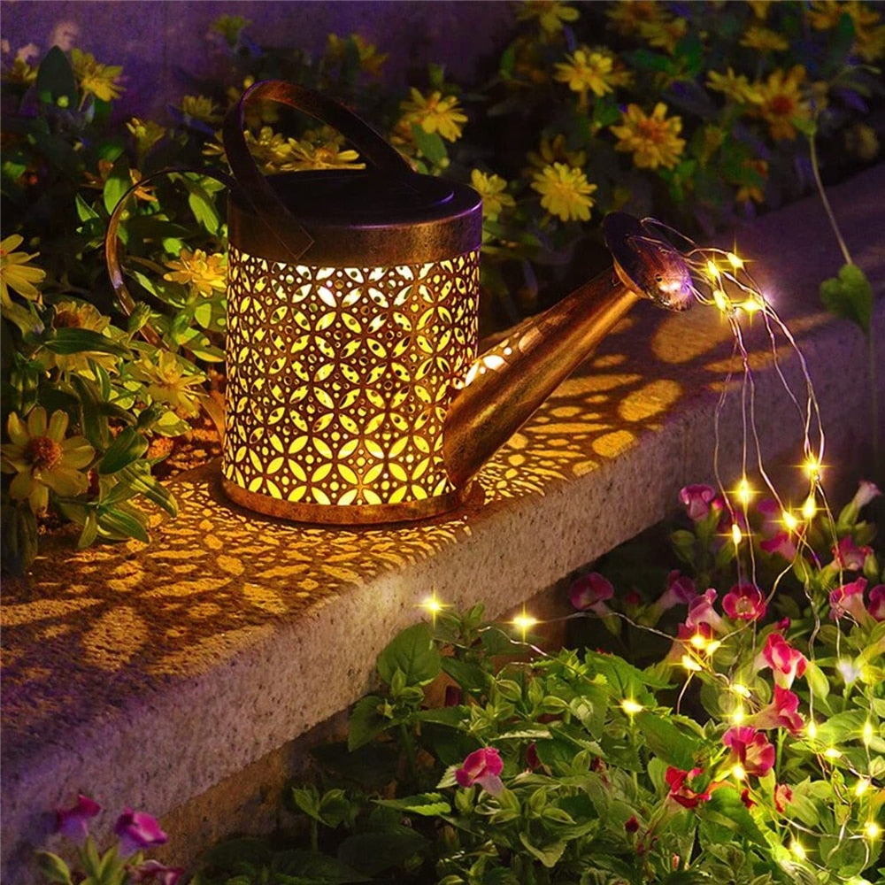 Brighten Your Garden with Our Solar-Powered Hanging Watering Can Lantern