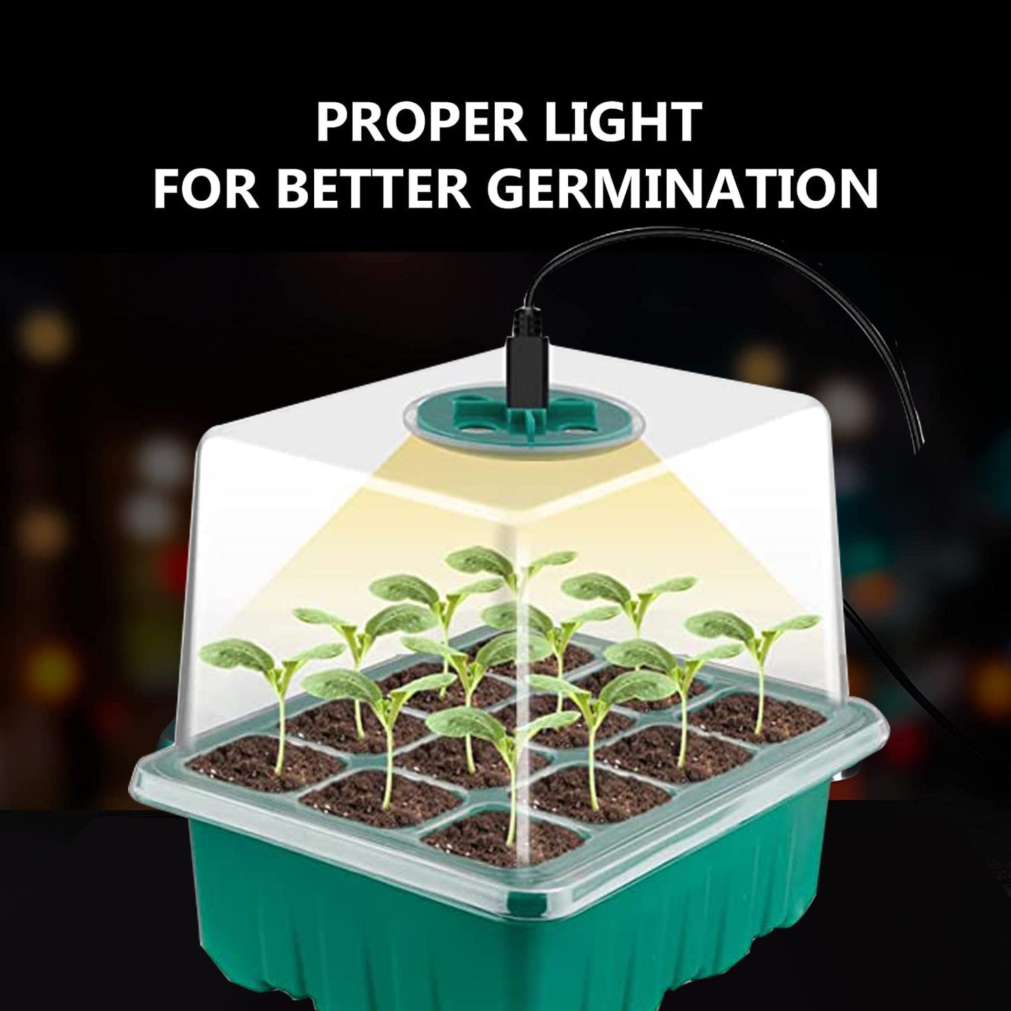 Seed Starter Kit with Full Spectrum LED Grow Light and Adjustable Venting for Perfect Germination