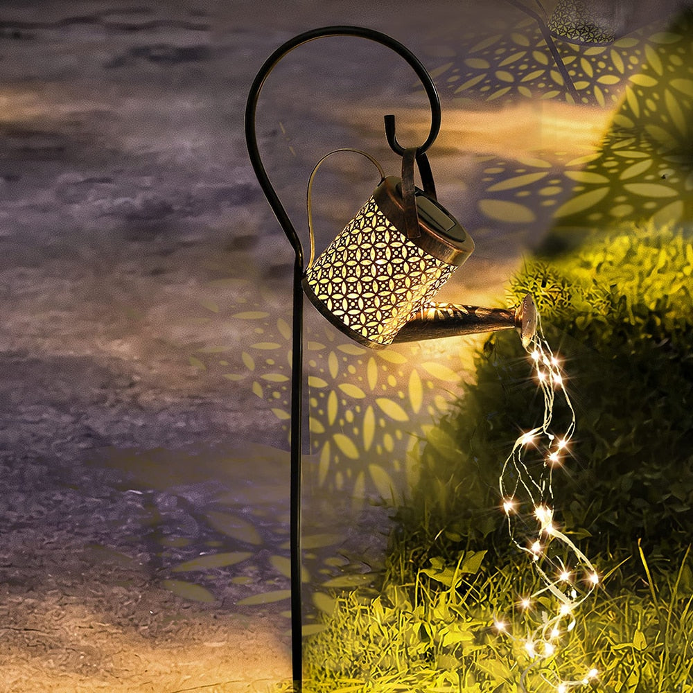 Brighten Your Garden with Our Solar-Powered Hanging Watering Can Lantern