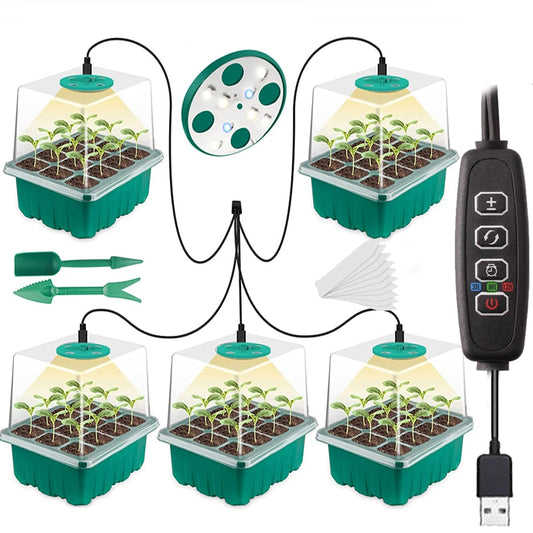 Seed Starter Kit with Full Spectrum LED Grow Light and Adjustable Venting for Perfect Germination