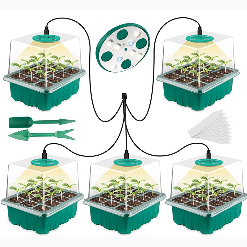 Seed Starter Kit with Full Spectrum LED Grow Light and Adjustable Venting for Perfect Germination